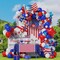 4th of July Balloon Garland Arch Kit,100pcs Navy Blue Red White Balloons Arch With Paper Banner For Independence Day Patriotic Party Supplies, July 4th Balloon Decorations with Shiny Stars Pendants